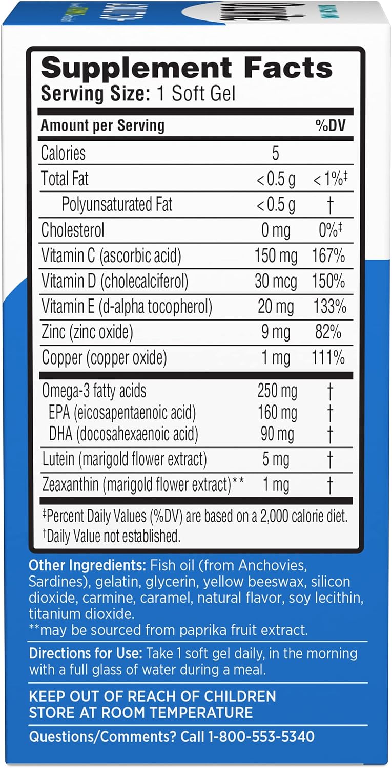 Ocuvite 50+ Eye Vitamin and Mineral Supplement, 50 Softgels (4-Pack) - görsel 6