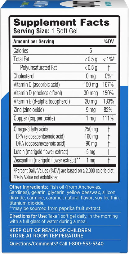Ocuvite 50+ Eye Vitamin and Mineral Supplement, 50 Softgels (4-Pack)