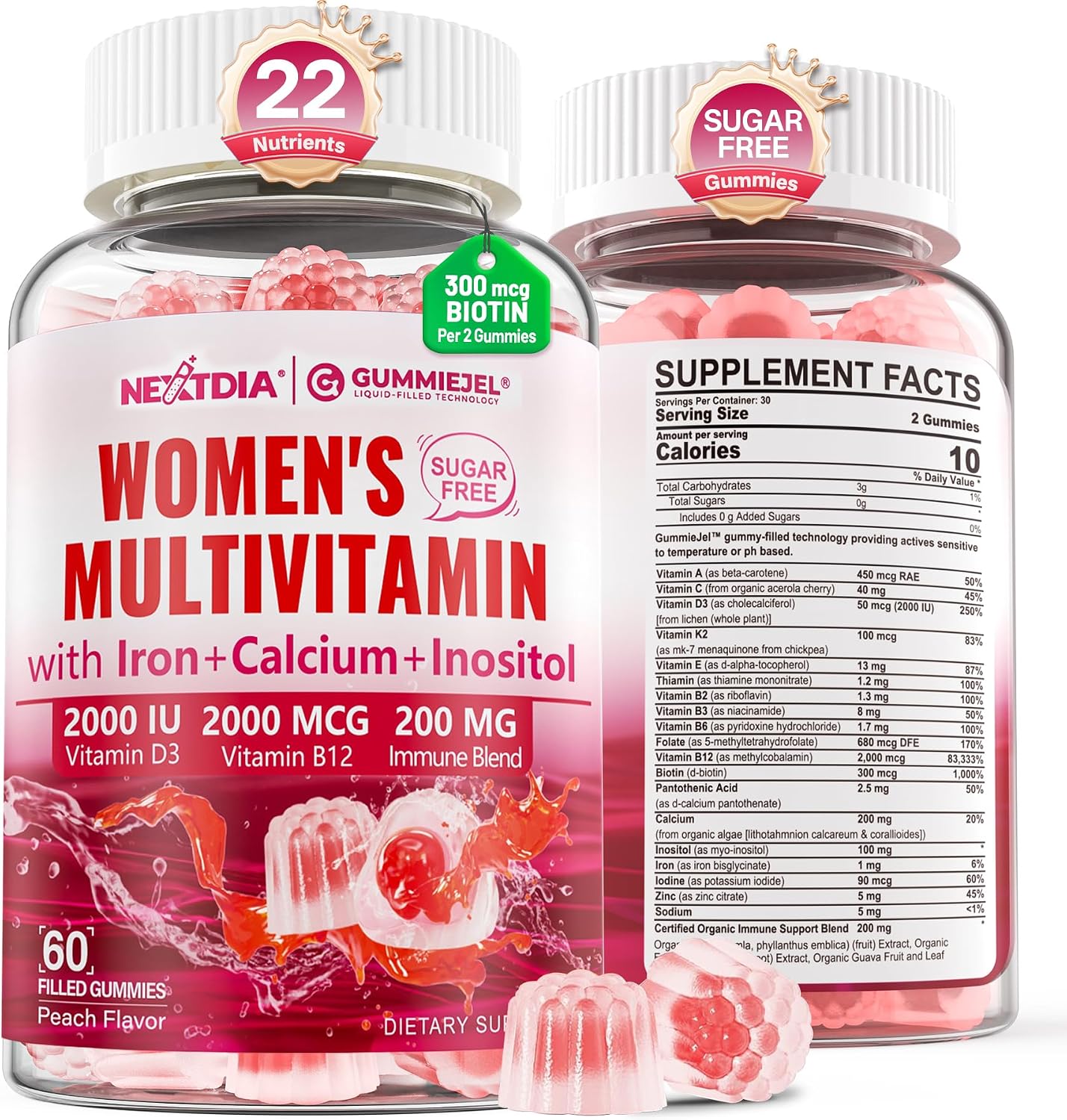Nextdia Methylated Multivitamin Gummies for Women - Sugar Free, 60 Gummies - görsel 1