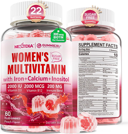 Nextdia Methylated Multivitamin Gummies for Women - Sugar Free, 60 Gummies