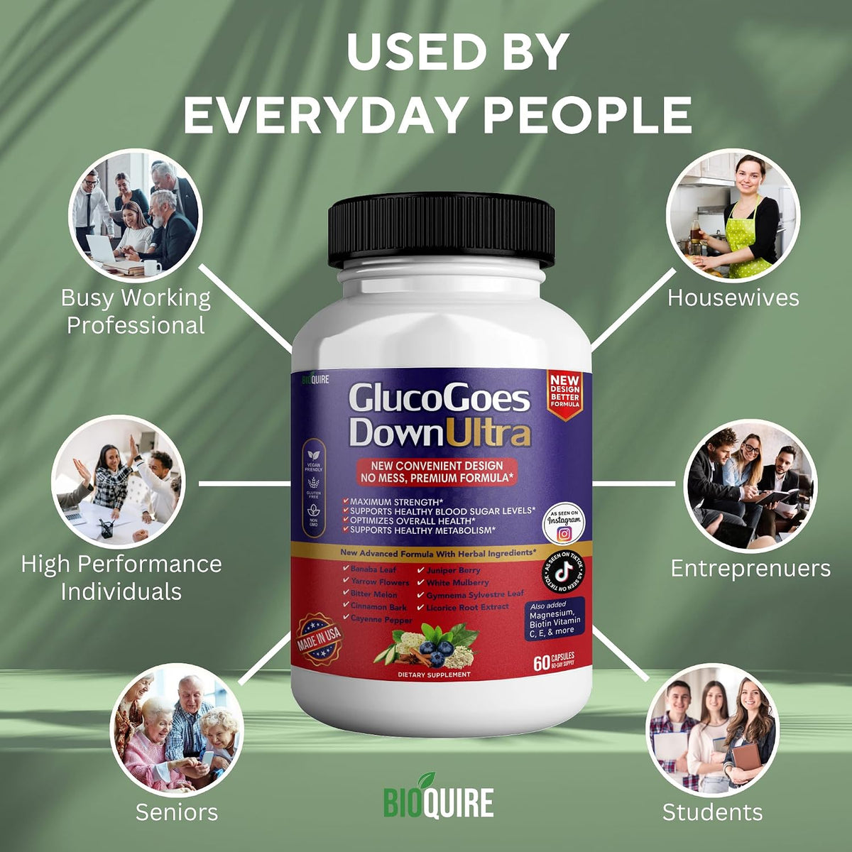 BIOQUIRE Gluco Goes Down Ultra Food Supplement - Maximum Strength - 60 Capsules - görsel 8