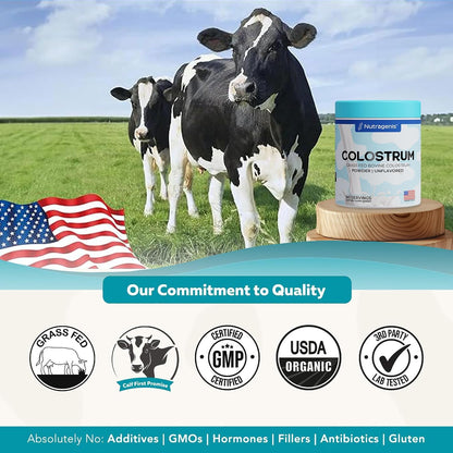 Nutragenis Colostrum Premium Powder - Grass-Fed Bovine Colostrum for Digestive Health, Immune Function and Recovery