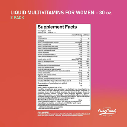 PureGood Liquid Multivitamin for Women - 70+ Nutrients, Mixed Berry, 2x900 ml
