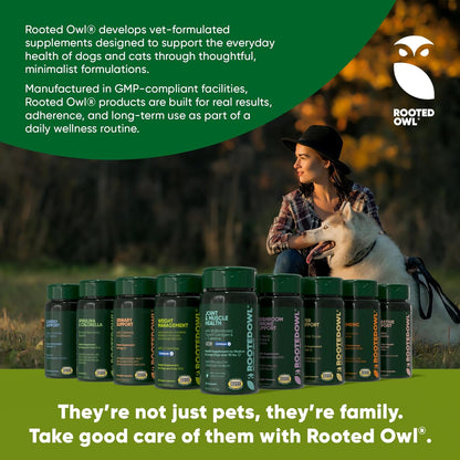 Rooted Owl® Mushroom Supplement for Dogs & Cats - Immune Support - 60 Capsules
