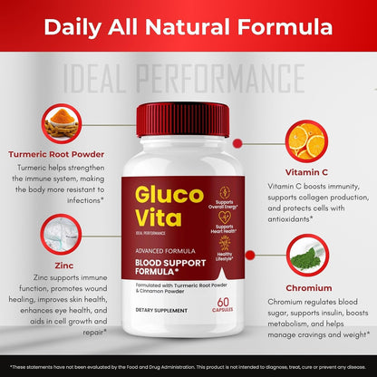 Gluco Vita Capsules - Maximum Strength All Natural Support Formula (2 Pack)