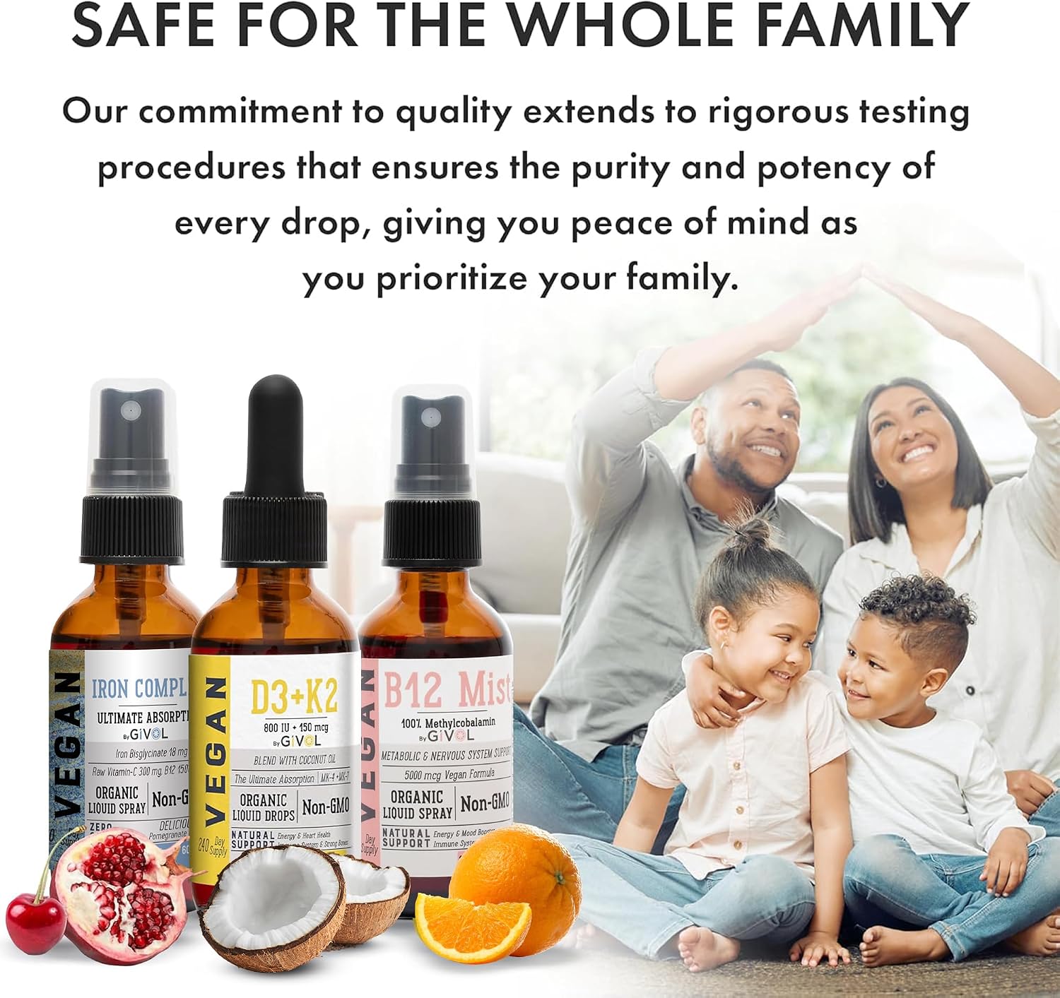 GIVOL Energy & Vitality Bundle Liquid Spray Trio - B12 Methylcobalamin, Iron Bisglycinate, and D3 (Lichen) & K2 (MK4 & MK7), Non-GMO, Gluten-free, Sugar-Free, 60 ml (540-Day Supply) - görsel 6