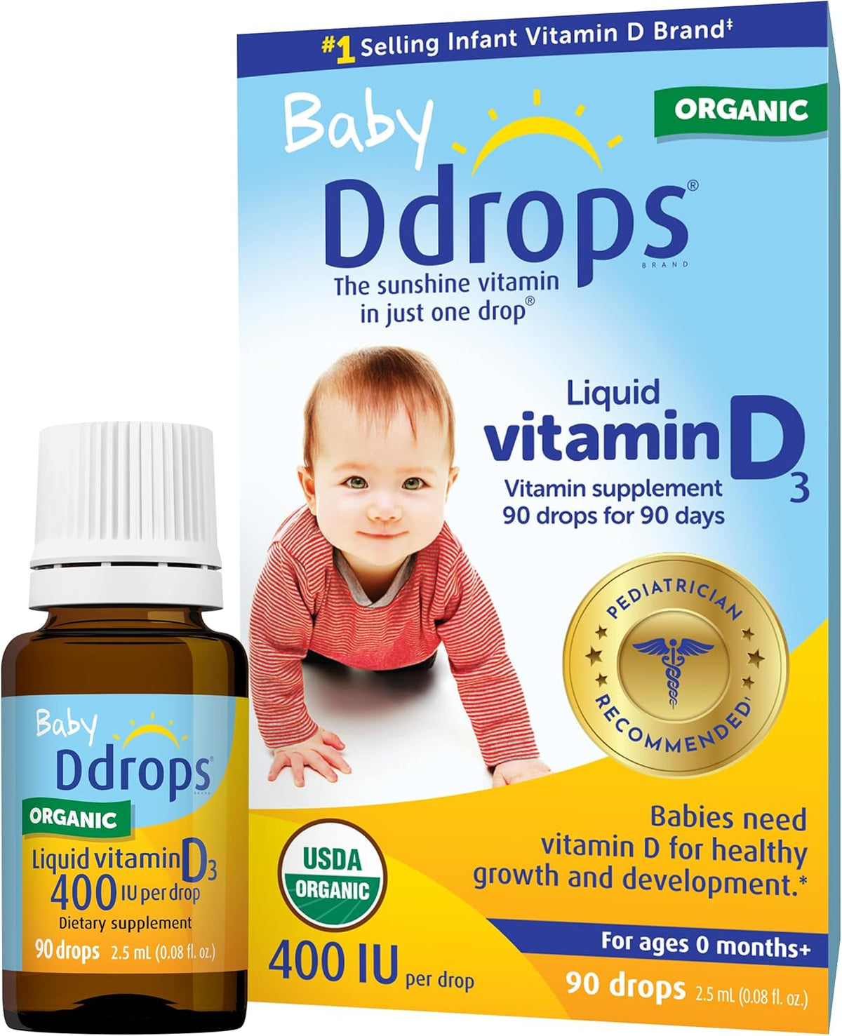 Ddrops Baby 400 IU Vitamin D Drops - 90 Drops (2.5 mL) - görsel 1