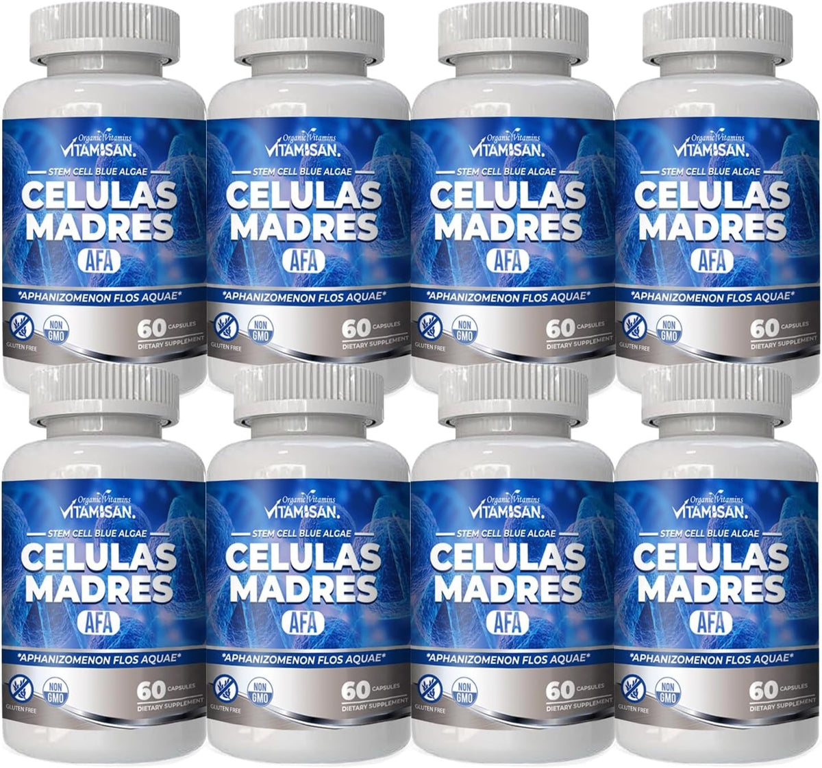 VITAMISAN Celulas Madres Stem Cell Blue Algae AFA Capsules – 60 Capsules (Pack of 8) - görsel 1