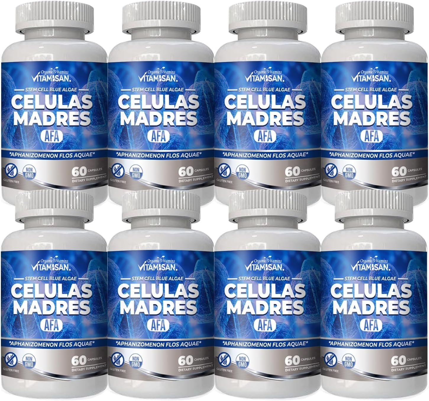 VITAMISAN Celulas Madres Stem Cell Blue Algae AFA Capsules – 60 Capsules (Pack of 8) - görsel 1