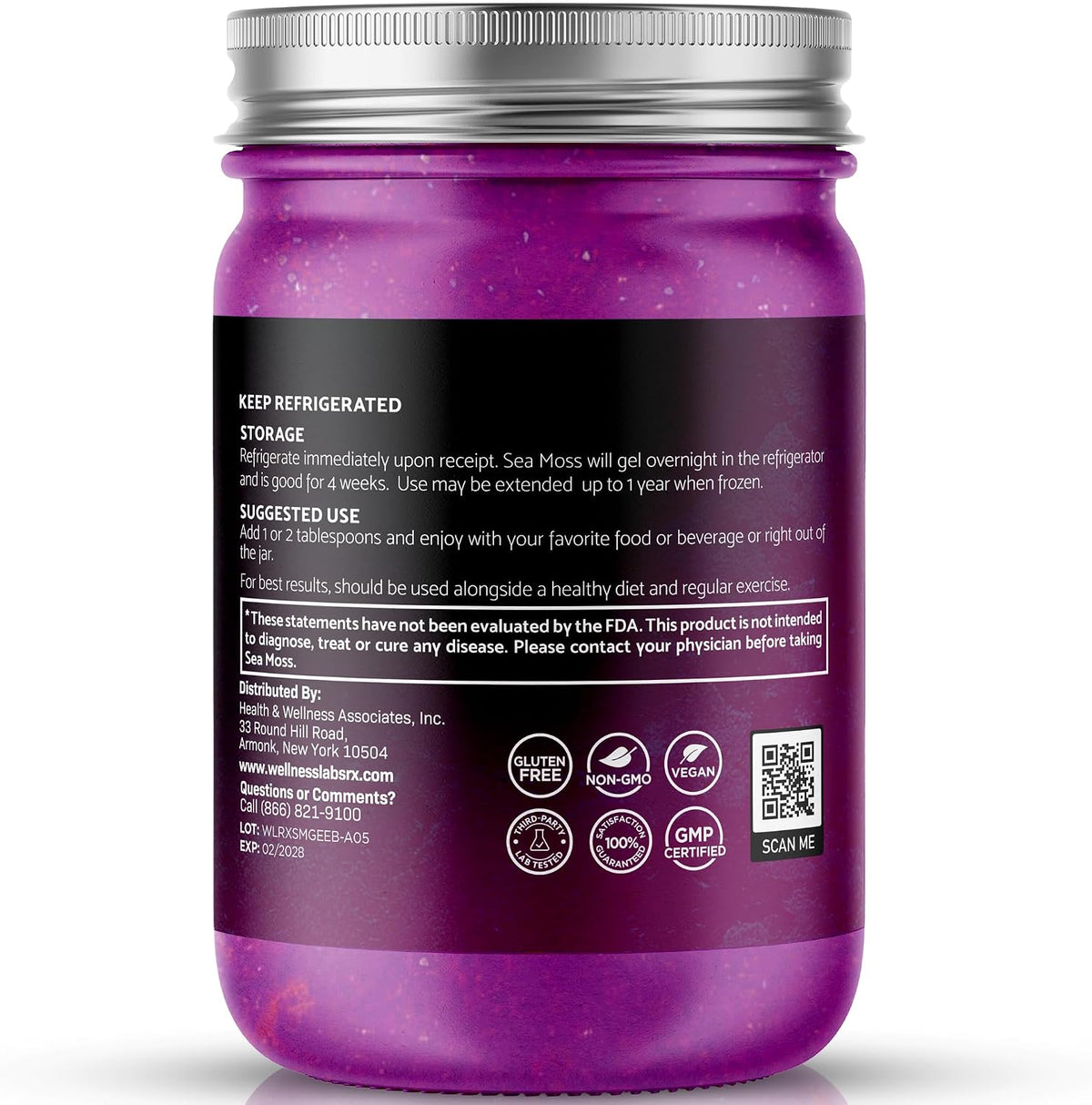 WELLNESS LABSRX Irish Sea Moss Gel Raw – Wildcrafted Seamoss Gel, Elderberry Flavour, Vitamin & Mineral-Rich, Immune & Digestive Health Support – 283 g (10 oz) - görsel 3
