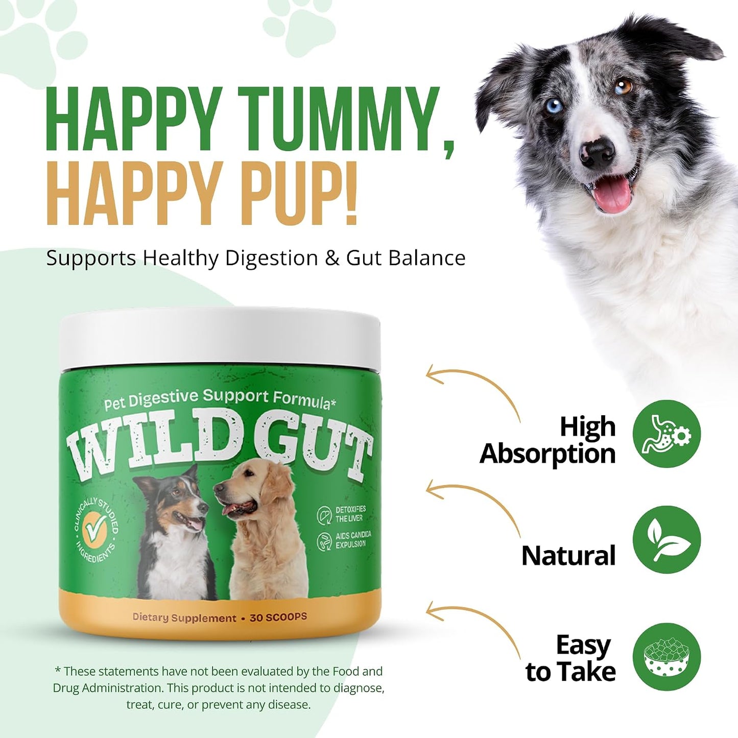 Wild Gut - Natural Probiotic Supplement for Pets | Supports Digestive Health & Gut Microbiome | 8 Probiotic Strains | 3 Bottles - görsel 2