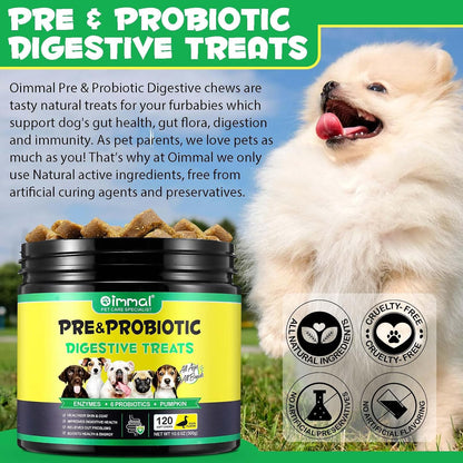 ALIVO Probiotic Chews for Dogs - Pre & Probiotic Digestive Treats with Duck Flavour, 120 Soft Chews