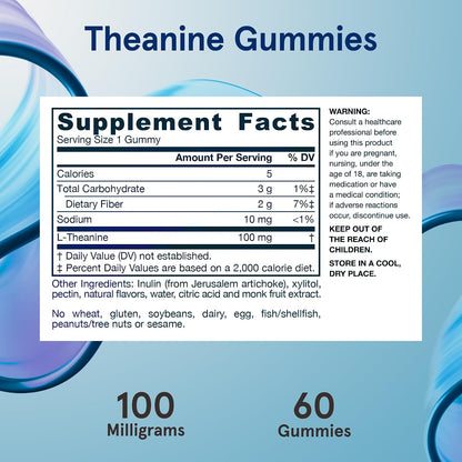Jarrow Formulae Theanine 100 mg Gummies - Apple Flavoured - 60 Gummies
