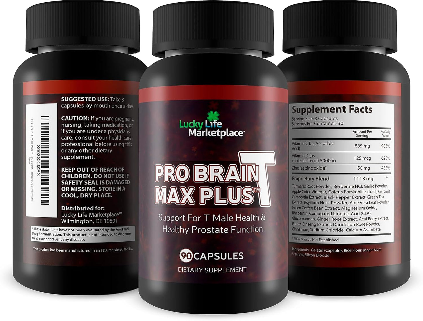 Pro Brain-T Max Plus – Support for Male Hormone Health & Healthy Prostate Function – Promote Energy & Endurance – Aid Cognitive Health & Concentration – Additional Mood & Immune Support – Improved Formula - görsel 4