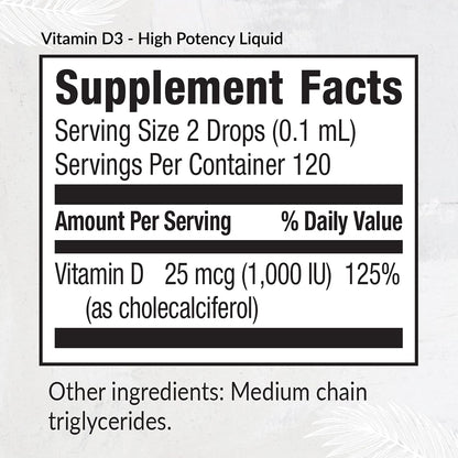 Equilife Vitamin D3: High Potency Liquid Drops, Non-GM, 0.40 fl oz (11.8 ml)