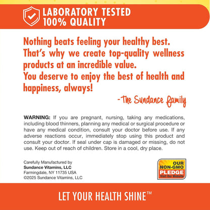 Sundance Vitamin D3 K2 | 40 Quick Release Softgels | 5000 IU | Non-GMO and Gluten-free Supplement