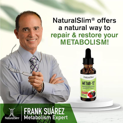 NaturalSlim Metab-12 Liquid B12 with Vitamin D - Methylcobalamin 2500 mcg Sublingual Drops, Berry Flavour, 30 ml