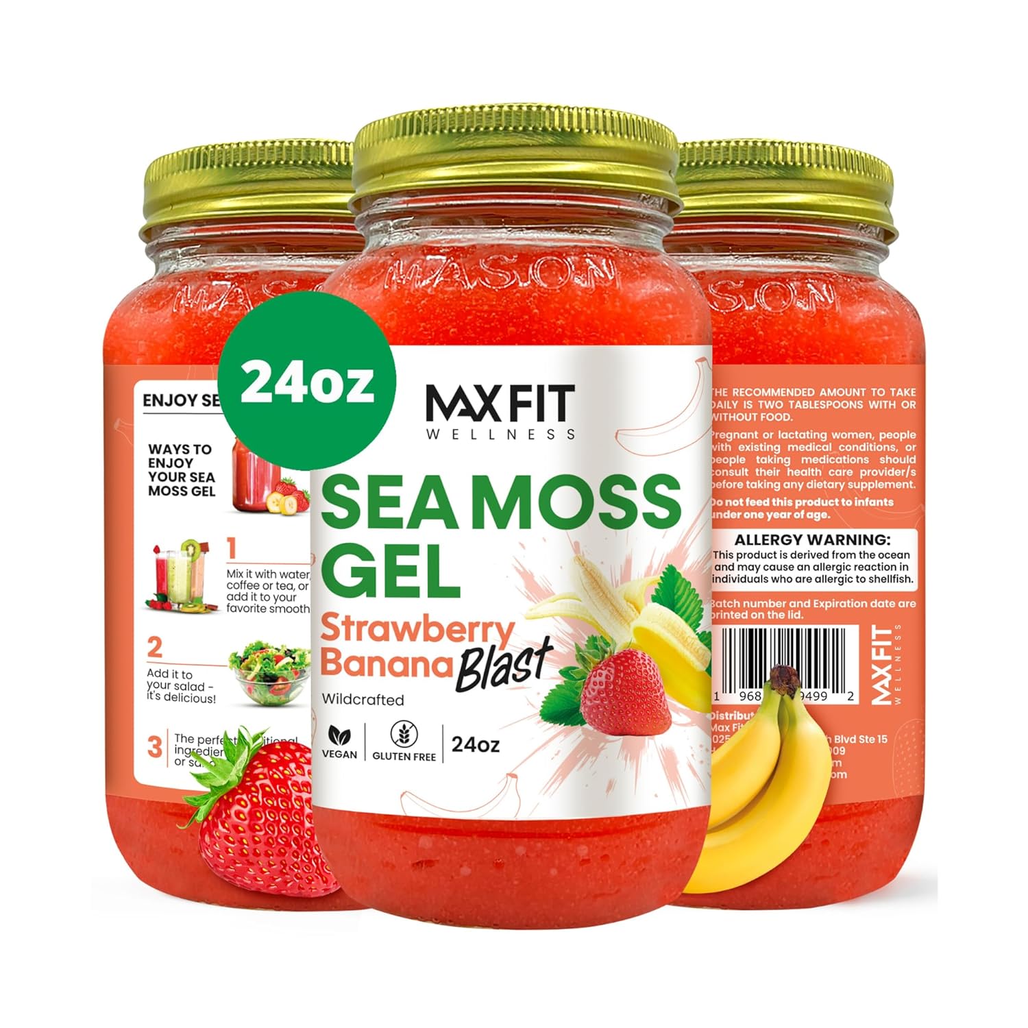 Sea Moss Gel Raw (24 Flavours) - 24oz Wildcrafted Gold Sea Moss from Saint Lucia | 92 Vitamins and Minerals | Non-GMO Vegan Superfood - görsel 1