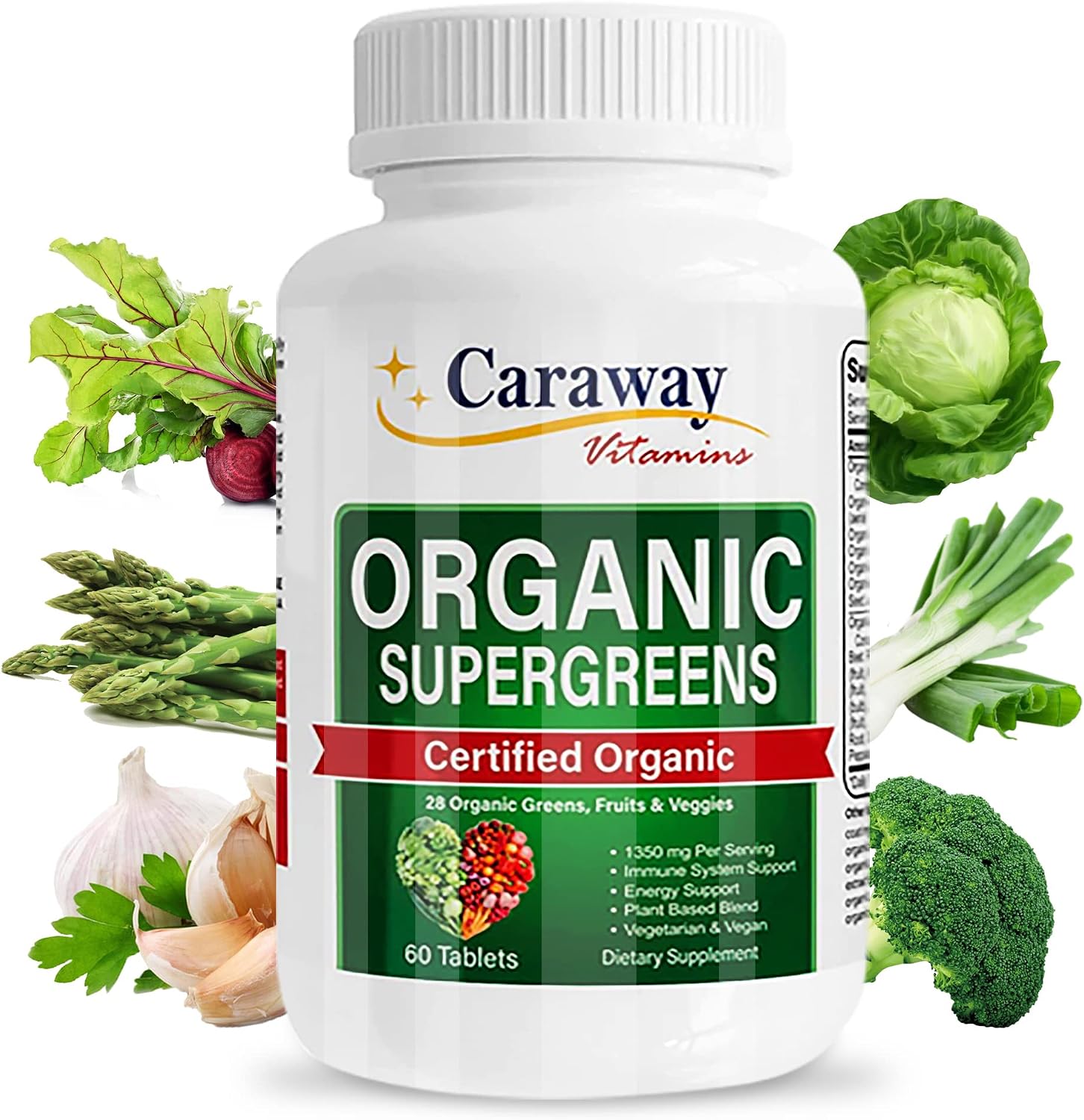 Caraway Vitamins Organic Superfoods Greens Complex - 60 Tablets - görsel 1
