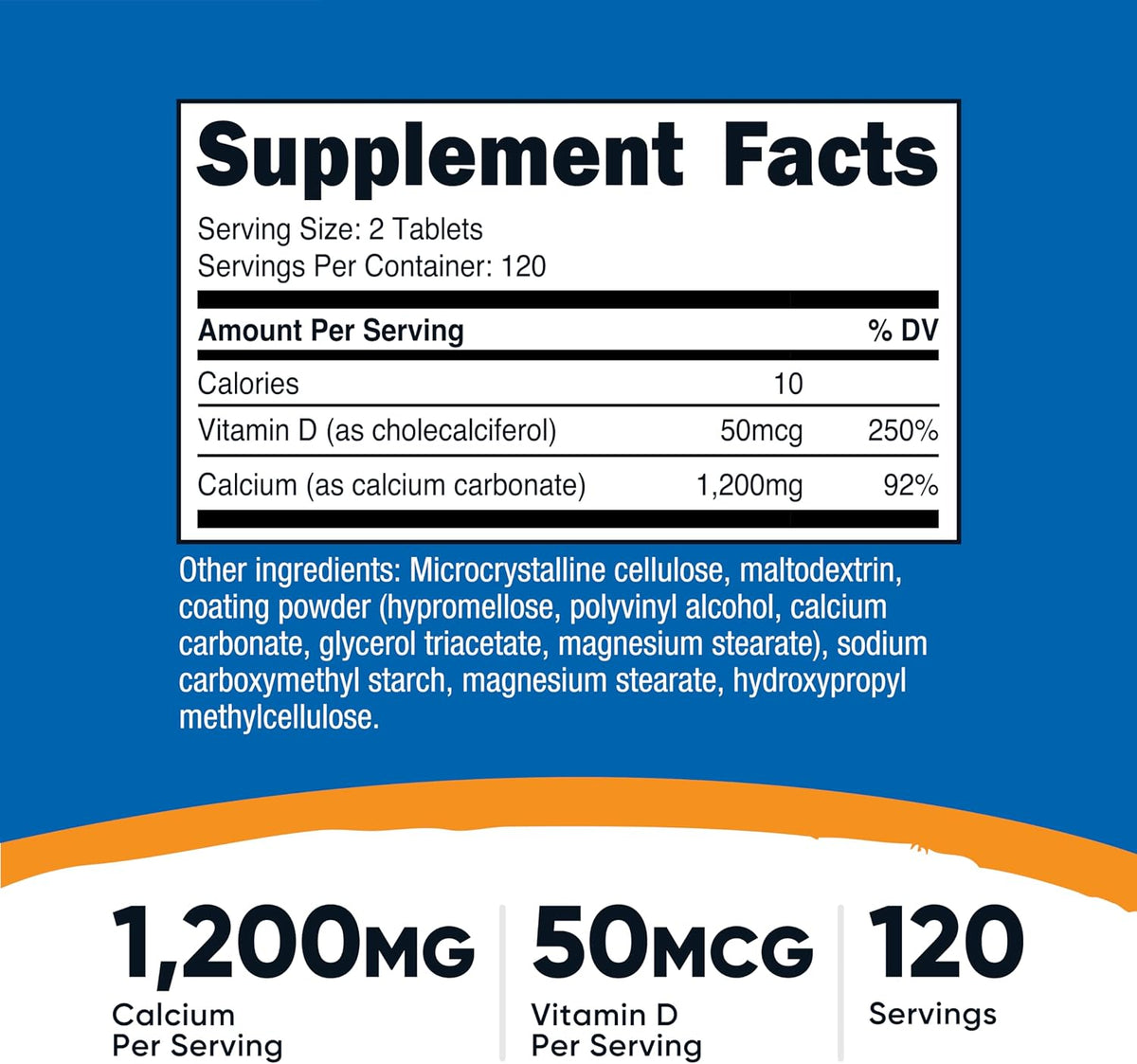 Nutricost Calcium & Vitamin D Supplement – 1200mg Calcium & 2000 IU D3, 240 Tablets - görsel 2