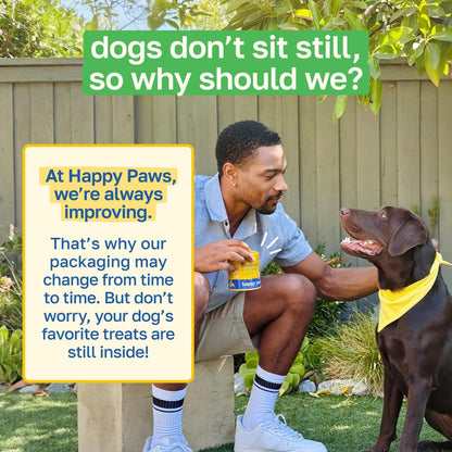 Happy Paws Probiotics for Dogs, Gut Health, Skin, Coat & Immune Support Supplement for All Breeds & Ages, Made with Coconut Oil & Vitamin E, Vegan Chicken Flavour, Organic, Non-GMO, 100 Soft Chews