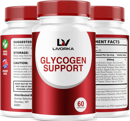 Glycogen Support, Control & Fix Advanced Formula – 2-Pack of 30 Capsules (60 Days' Supply) – with Powerful Ingredients