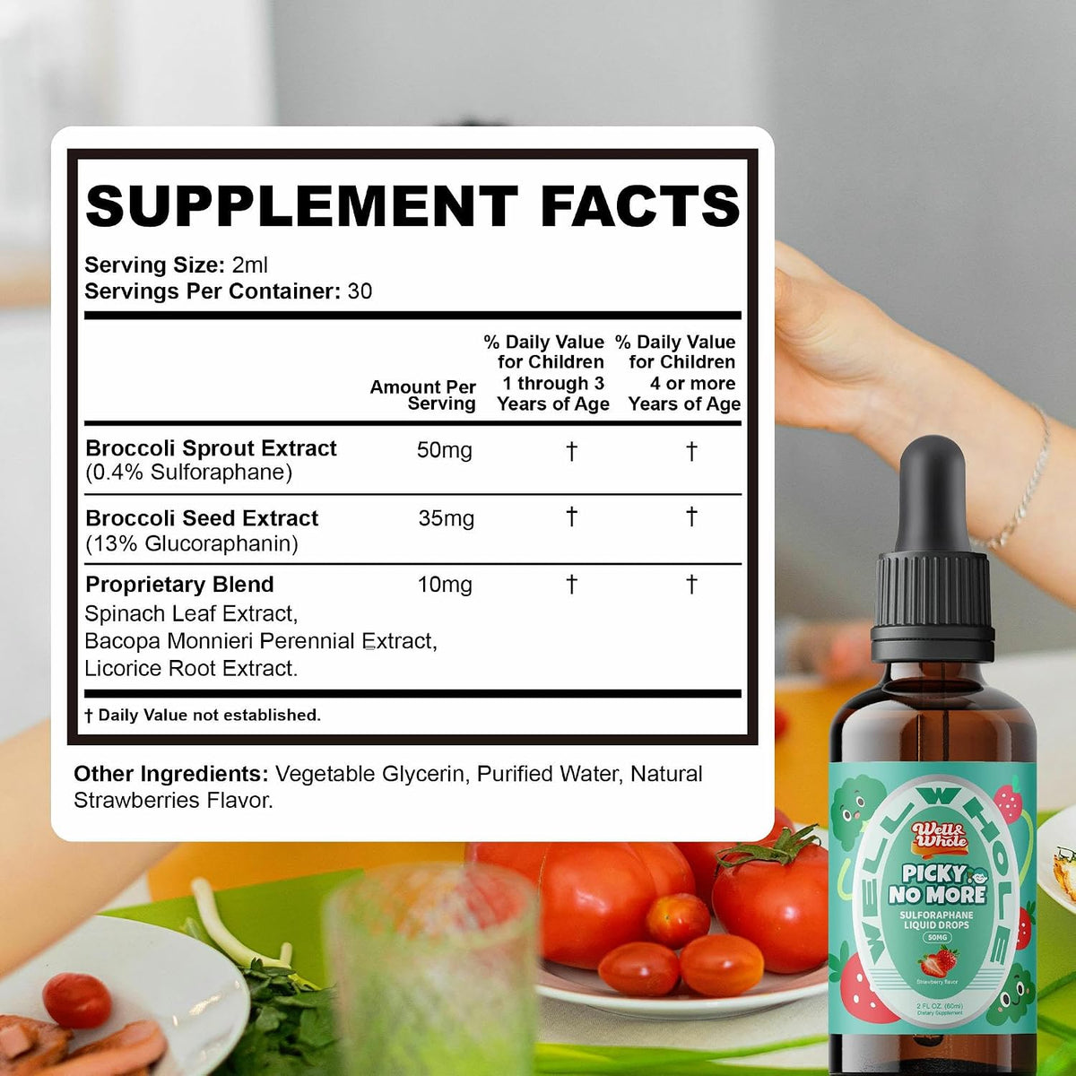 Pick No More Kids Liquid Greens Supplement with Sulforaphane – Hidden Nutrition for Picky Eaters, Vegan, Sugar-Free, 60ml - görsel 2