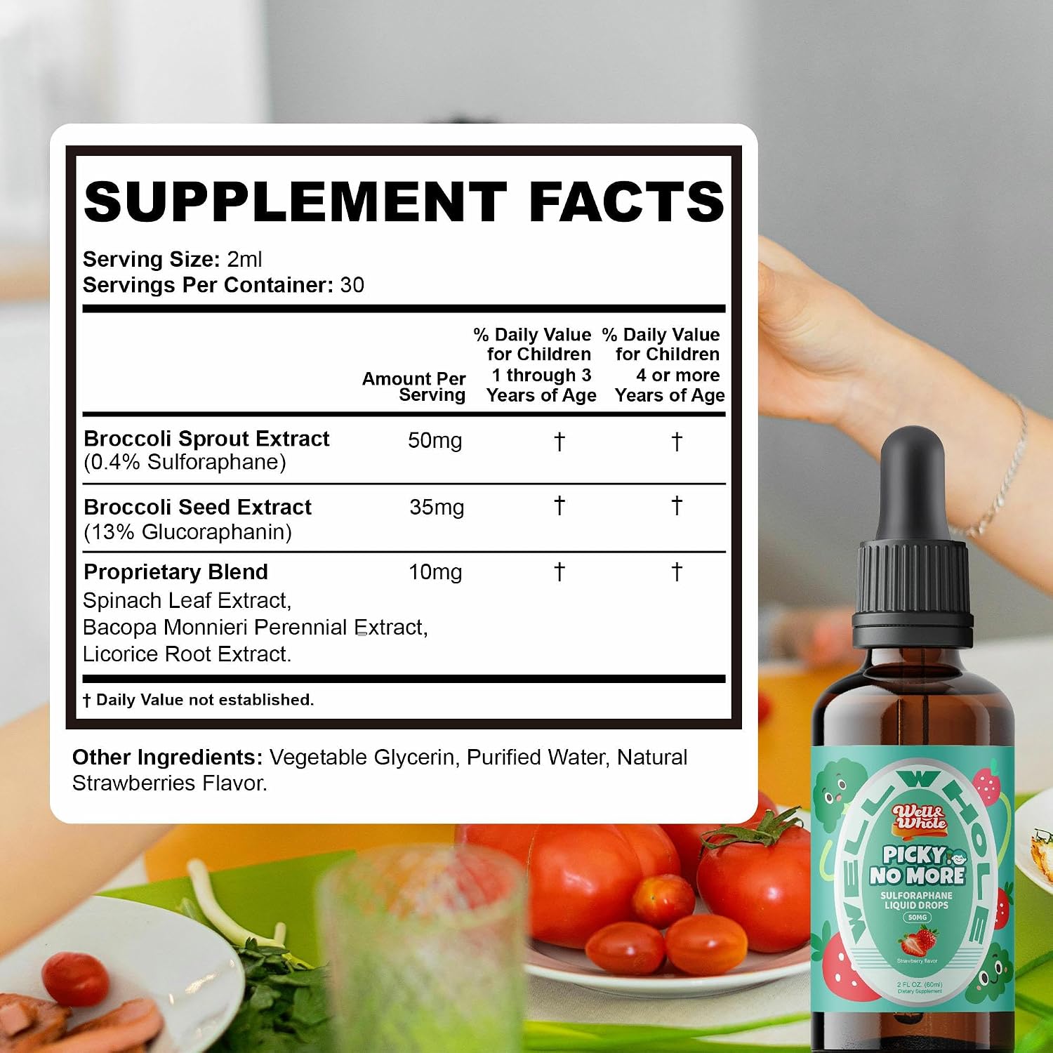 Pick No More Kids Liquid Greens Supplement with Sulforaphane – Hidden Nutrition for Picky Eaters, Vegan, Sugar-Free, 60ml - görsel 2