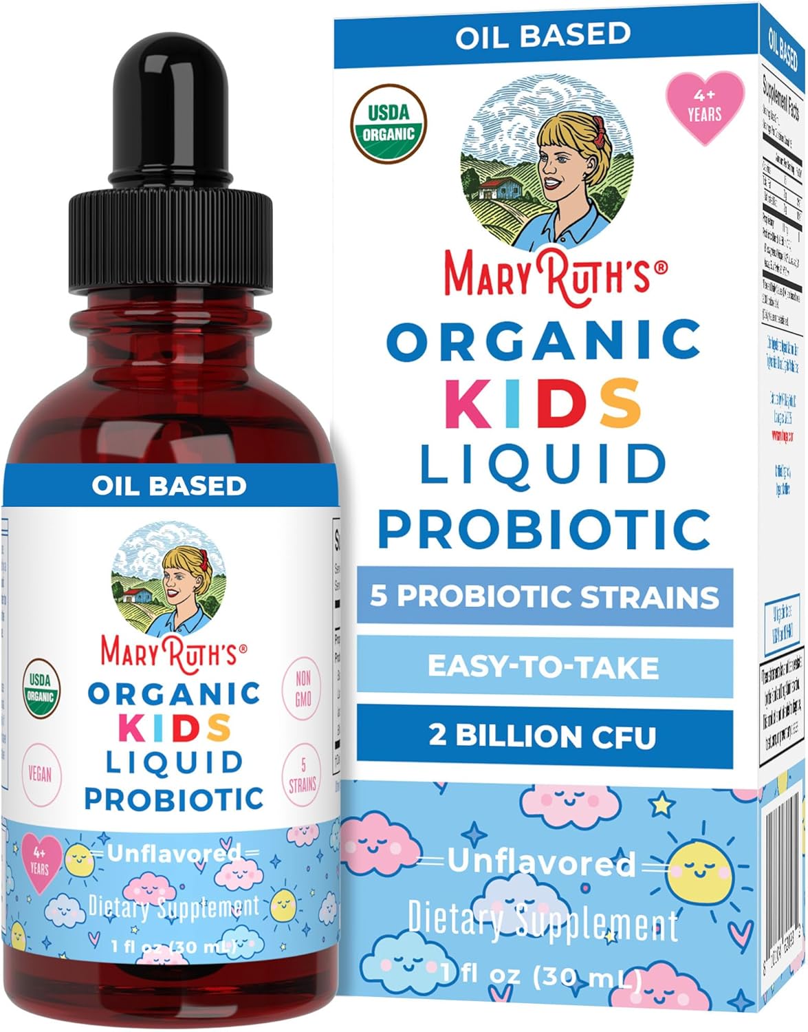 MARYRUTH'S Organics Children's Probiotic Liquid Drops - USDA Organic Probiotic for Digestive Health & Immune Support - Ages 4+ - Vegan, Non-GMO - 30 ml - görsel 1