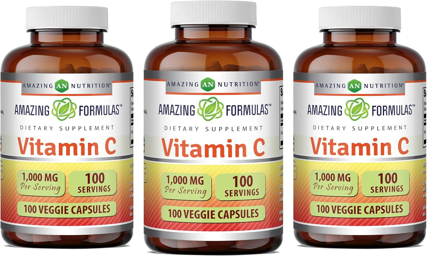 Amazing Formulae Vitamin C Supplement | 1000 mg | Veggie Capsules | Non-GMO | Gluten-Free | Made in USA (100 Count, 1 Pack) - görsel 8