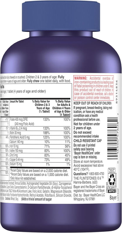 Flintstones Vitamins Chewable Children's Multivitamin, Complete with Iron, Calcium, Vitamin C, Vitamin D & More (180 Tablets)