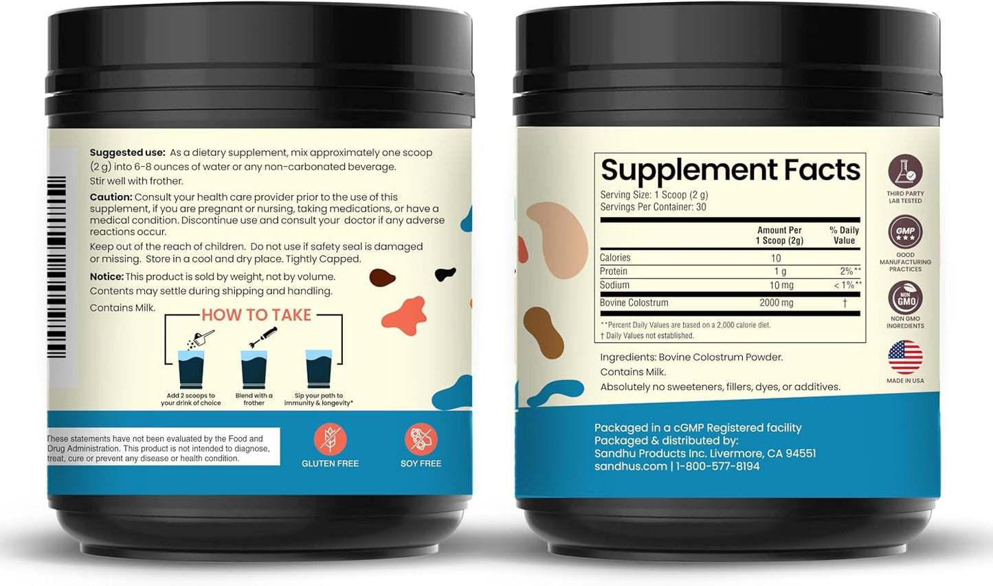 Sandhu's Grass-Fed Bovine Colostrum Powder for Adults – 30 Servings - görsel 3
