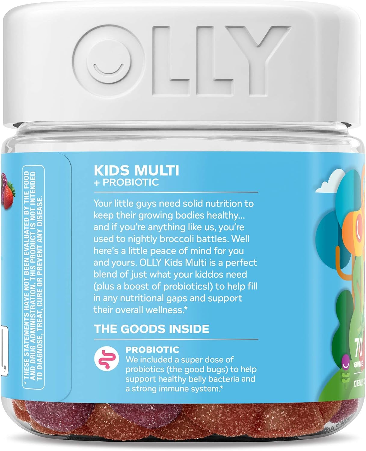 OLLY Kids Multivitamin + Probiotic Gummy, Vitamins A, C, D, E, B, Zinc, Probiotics, Chewable Supplement, Berry Flavour, 70 Count (3 Pack) - görsel 2