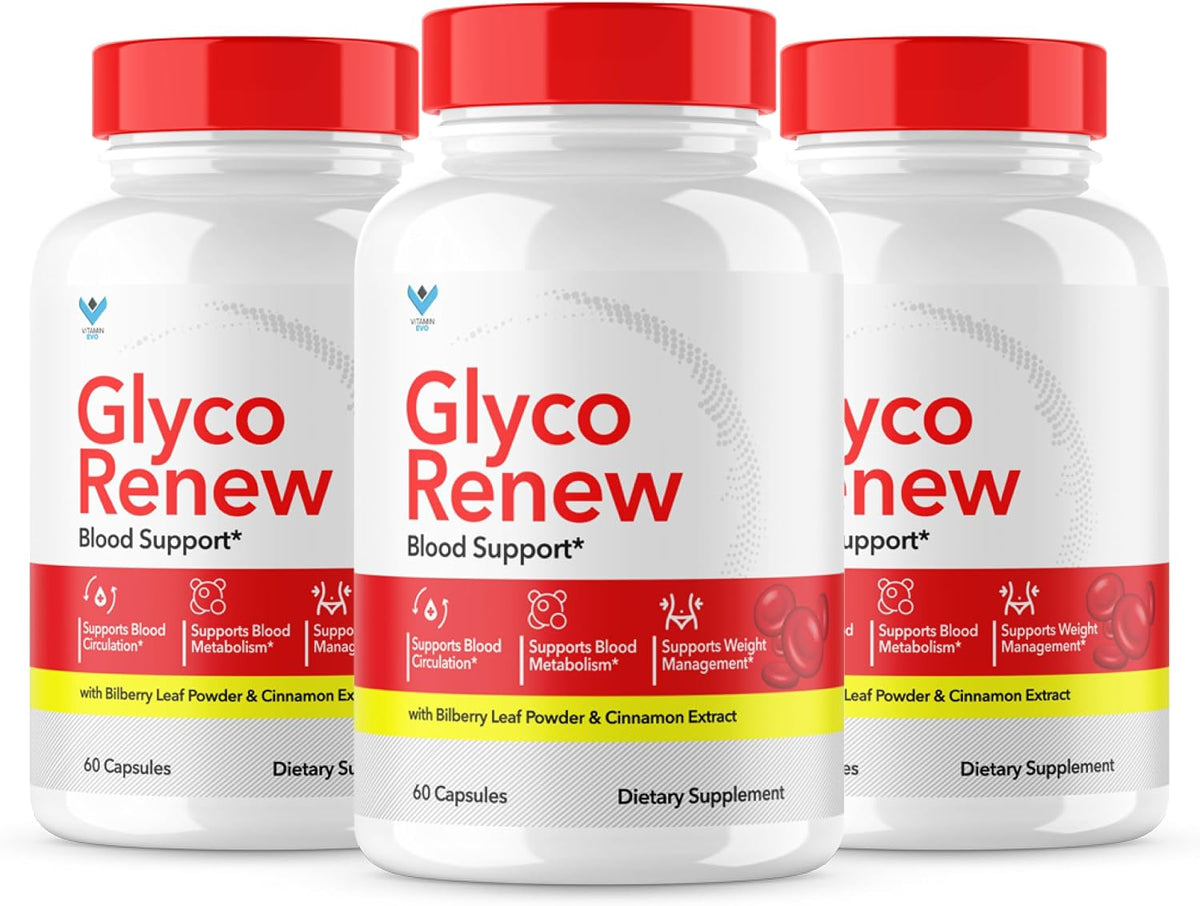 (3 Pack) Glyco Renew Blood Support Supplement - GlycoRenew Pills Original Formula Glycogen Clean Advanced Extra Strength, Glycol Renewal Capsules Renewed Natural Ingredients (180 Capsules) - görsel 1