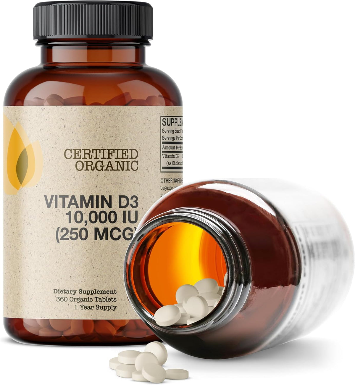 Futurebiotics Vitamin D3 10,000 IU (250 MCG) – 360 Organic Tablets - görsel 6