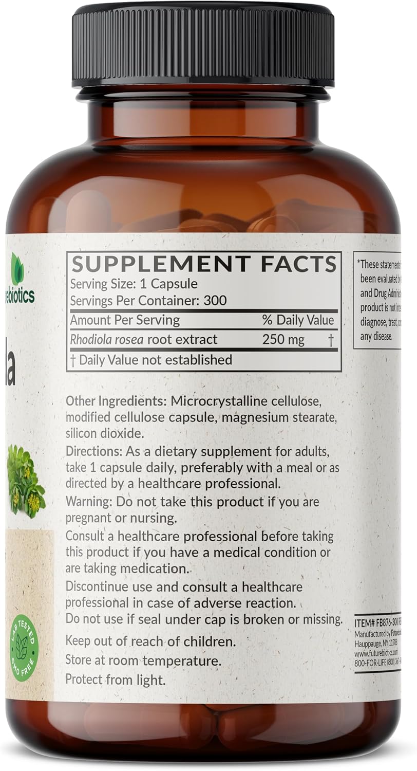 Futurebiotics Rhodiola Rosea 1000mg Adaptogenic Herb Capsules - 300 Capsules - görsel 2