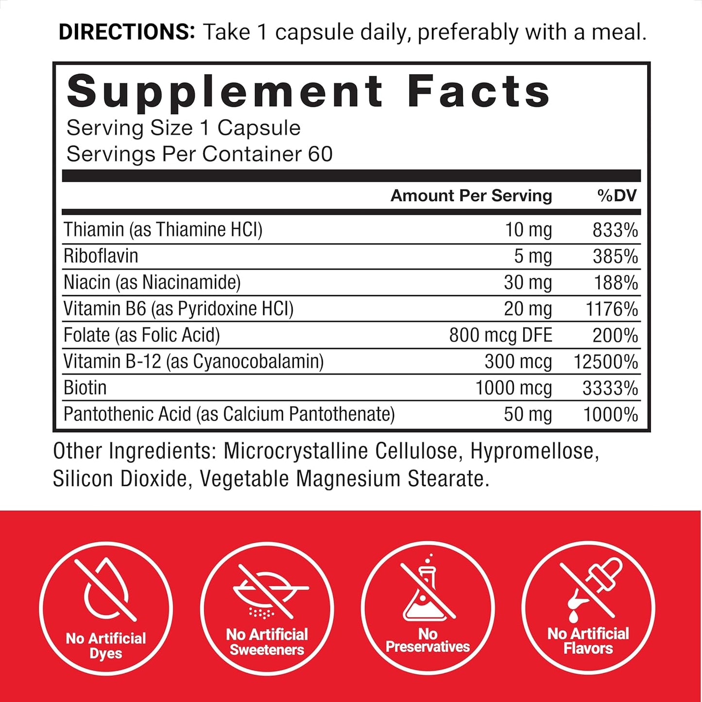 Force Factor Vitamin B Complex - 60 Vegetable Capsules - görsel 4