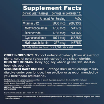 ProHealth Vitamin B12 - Methylcobalamin 5000 mcg, 120 Lozenges