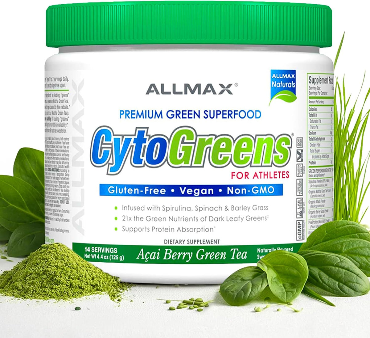 ALLMAX CytoGreens Super Greens Powder, Chocolate, 14 Servings - görsel 5