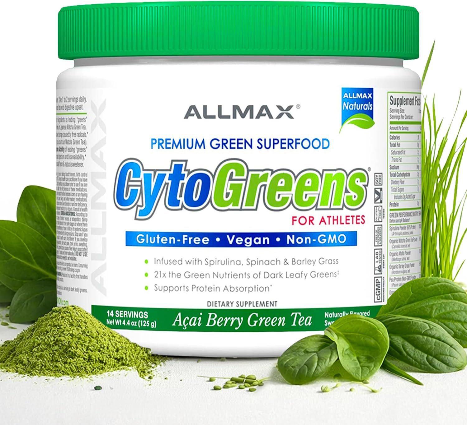 ALLMAX CytoGreens Super Greens Powder, Chocolate, 14 Servings - görsel 5
