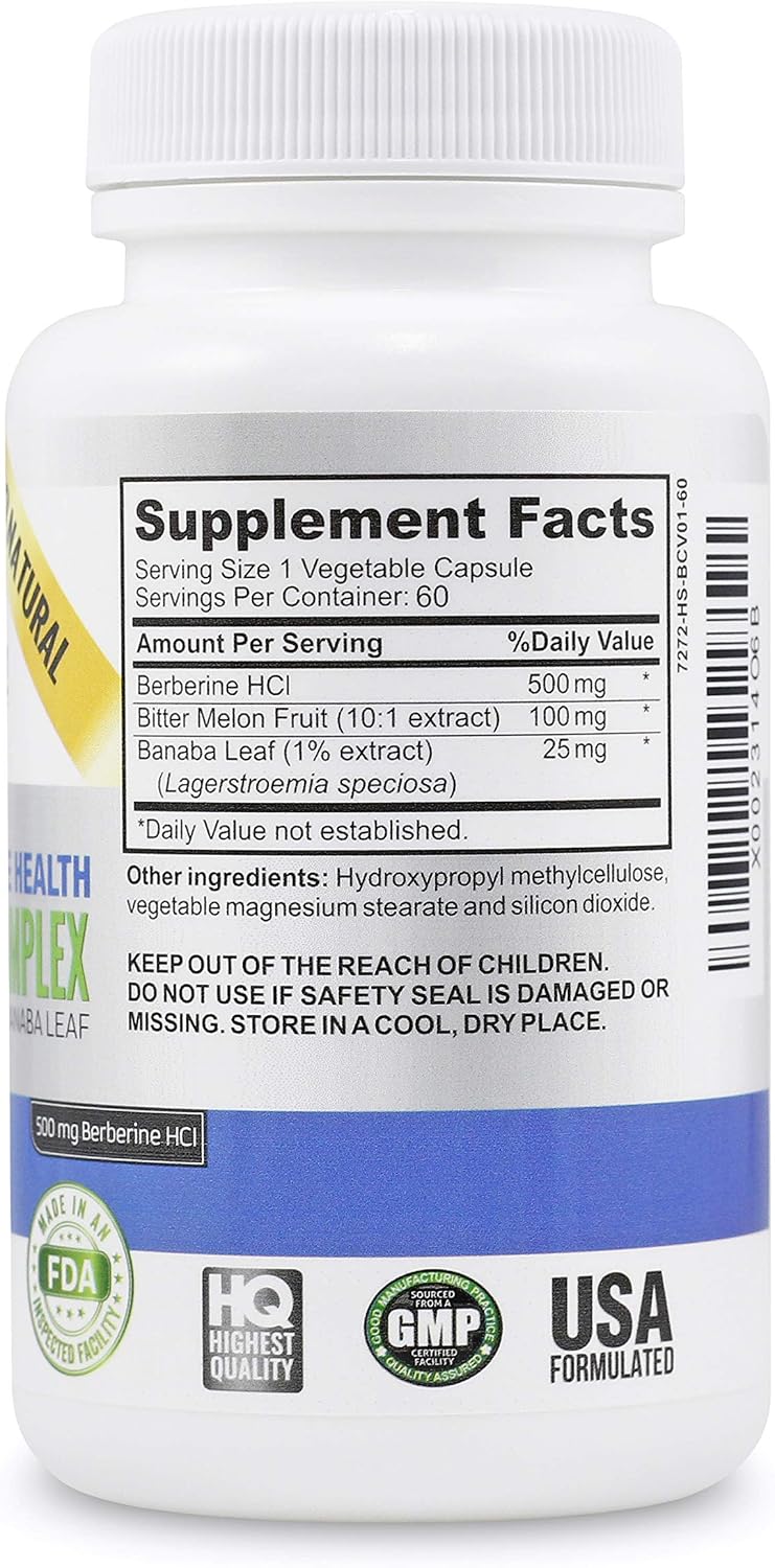 Vitalité Now! High Strength Berberine 500mg with Bitter Melon and Banaba - 60 Vegetarian Capsules - görsel 3