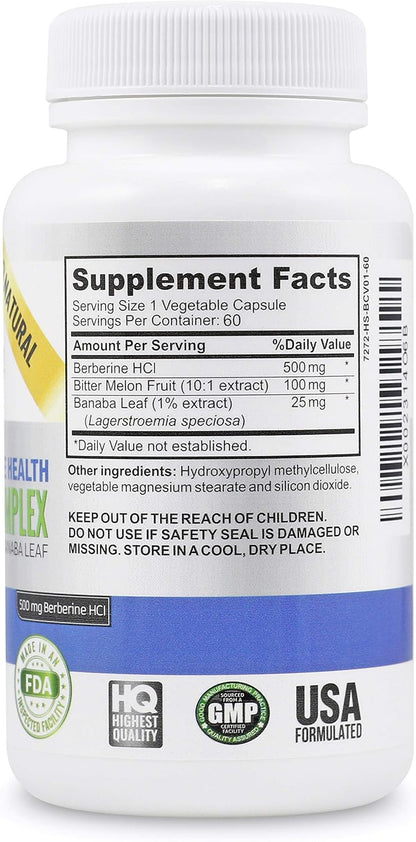 Vitalité Now! High Strength Berberine 500mg with Bitter Melon and Banaba - 60 Vegetarian Capsules
