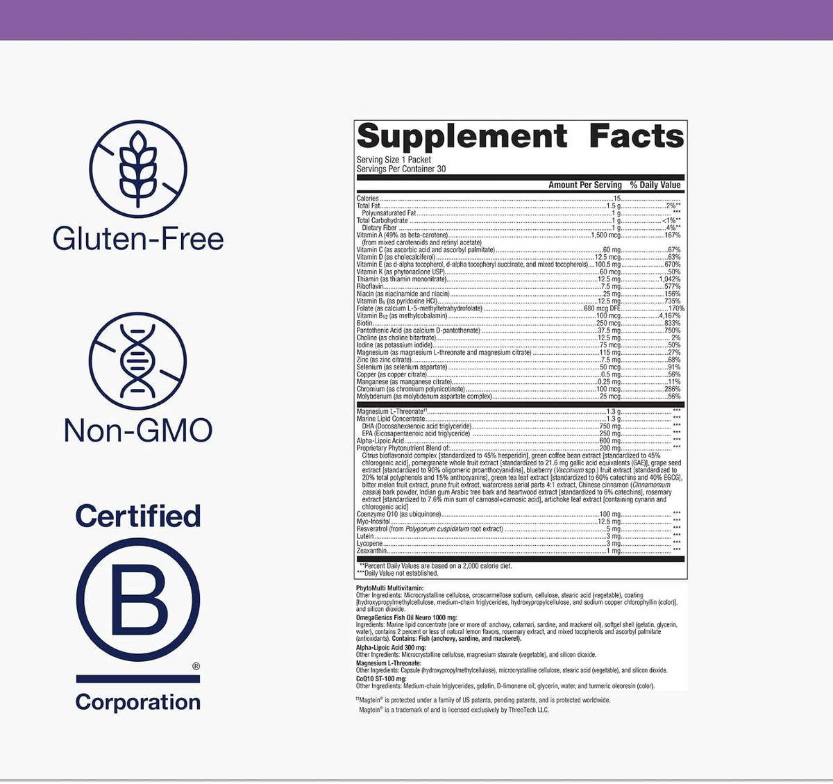 Metagenics Wellness Essentials Brain Health - Daily Multivitamin Packets with DHA, CoQ10, Alpha Lipoic Acid - 30 Packets - görsel 4