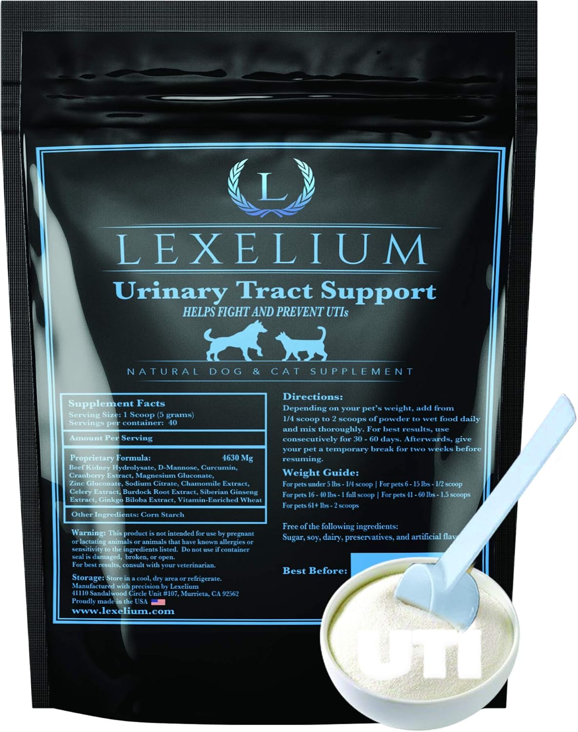 Organic Urinary Tract Infection UTI Support for Dogs and Cats - Enriched with Cranberry, D Mannose, and Curcumin - Optimises Kidney & Bladder Function - 200 g - görsel 1