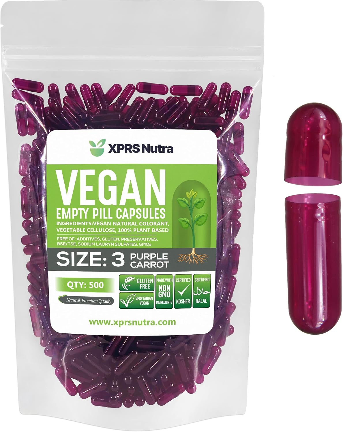 XPRS Nutra Size 3 Empty Capsules - 1000 Count Vegan Vegetable Capsules (Forest Green) - görsel 10