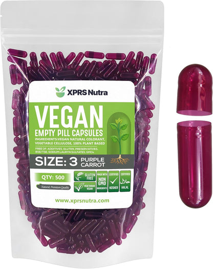 XPRS Nutra Size 3 Empty Capsules - 1000 Count Vegan Vegetable Capsules (Forest Green)
