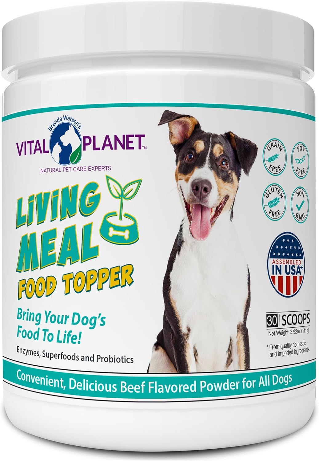 Vital Planet Pet Living Meal Dog Powder with Enzymes, Superfoods & Probiotics (111g, 30 Servings) - görsel 1