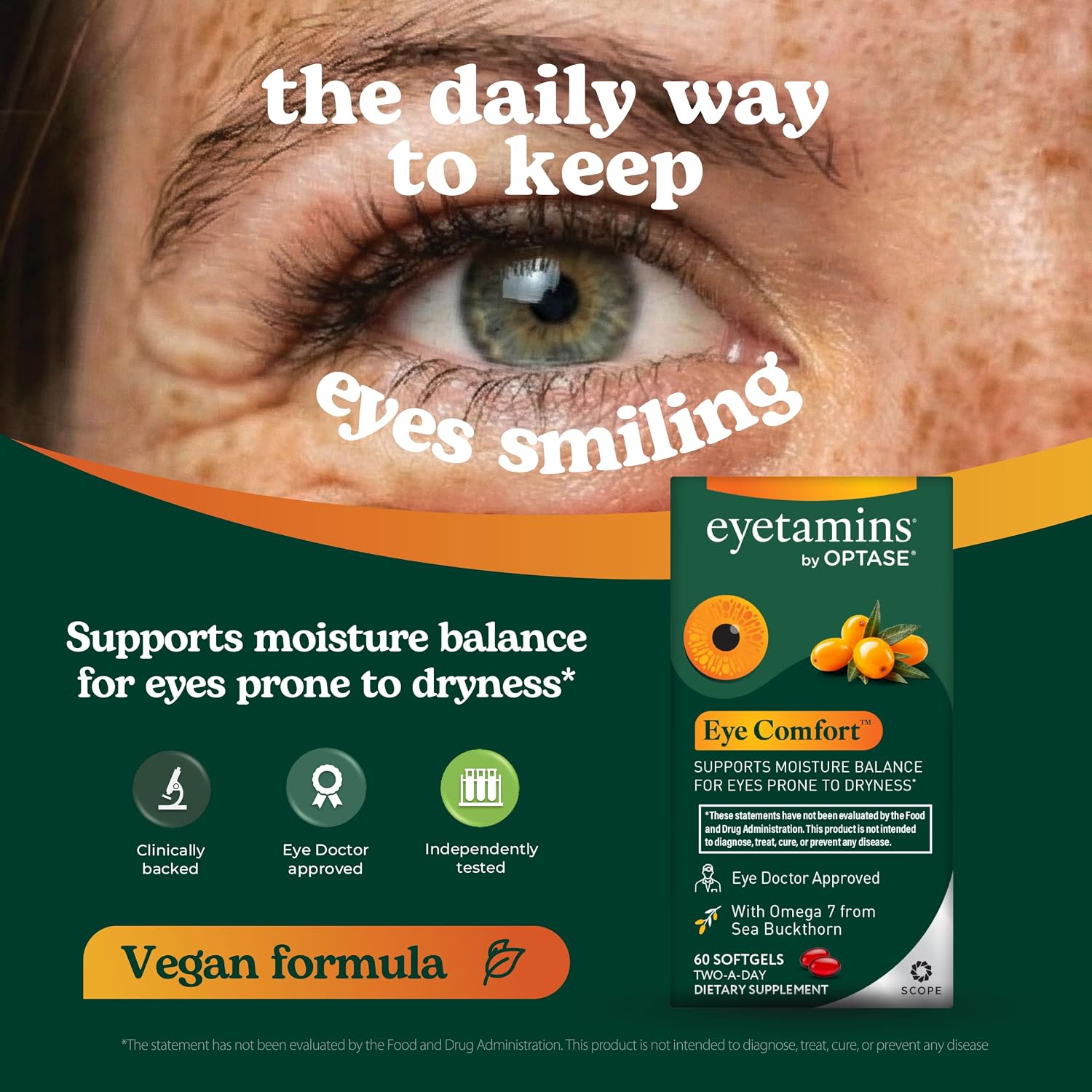 eyetamins Eye Comfort - Omega-7 Supplement with Sea Buckthorn Oil - 60 Softgels - görsel 3
