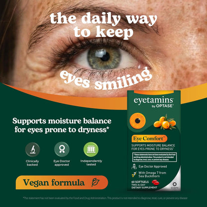 eyetamins Eye Comfort - Omega-7 Supplement with Sea Buckthorn Oil - 60 Softgels