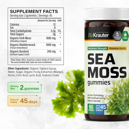 BIO KRAUTER 3-in-1 Sea Moss Gummies for Thyroid Support